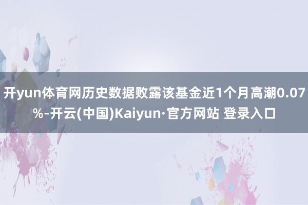 开yun体育网历史数据败露该基金近1个月高潮0.07%-开云(中国)Kaiyun·官方网站 登录入口