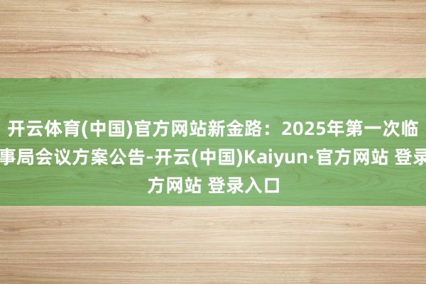 开云体育(中国)官方网站新金路：2025年第一次临时董事局会议方案公告-开云(中国)Kaiyun·官方网站 登录入口