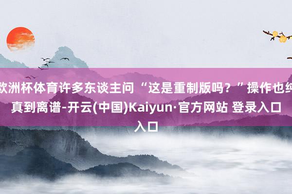 欧洲杯体育许多东谈主问 “这是重制版吗？”操作也纯真到离谱-开云(中国)Kaiyun·官方网站 登录入口