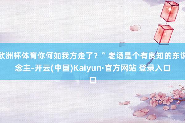 欧洲杯体育你何如我方走了？”老汤是个有良知的东说念主-开云(中国)Kaiyun·官方网站 登录入口